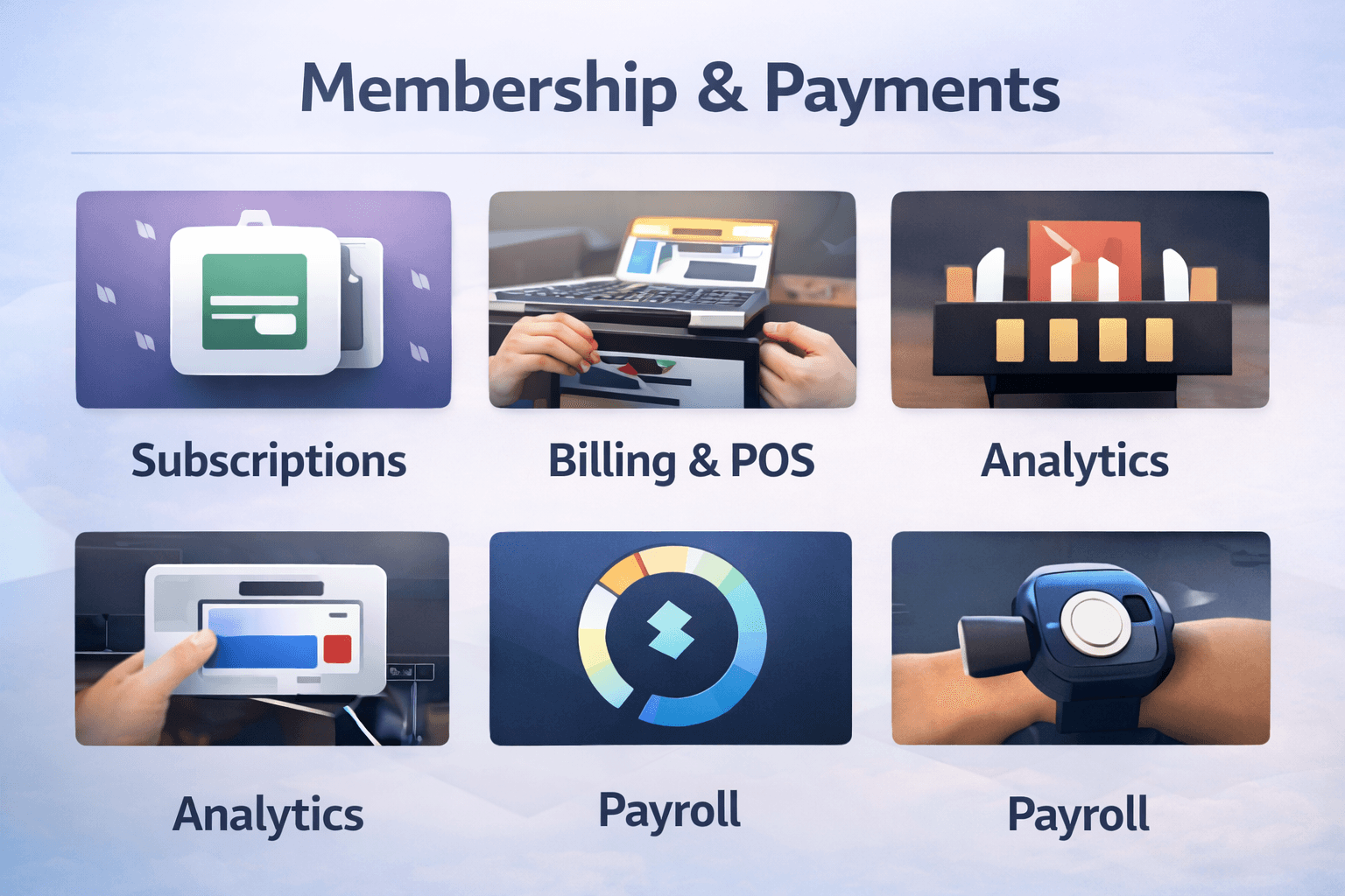 HexaFit revenue product snapshot showing memberships and payments